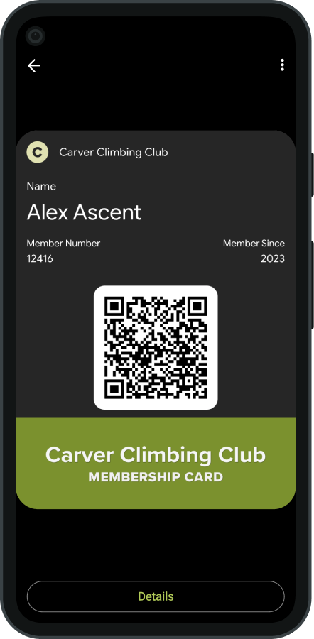 Google Wallet membership card